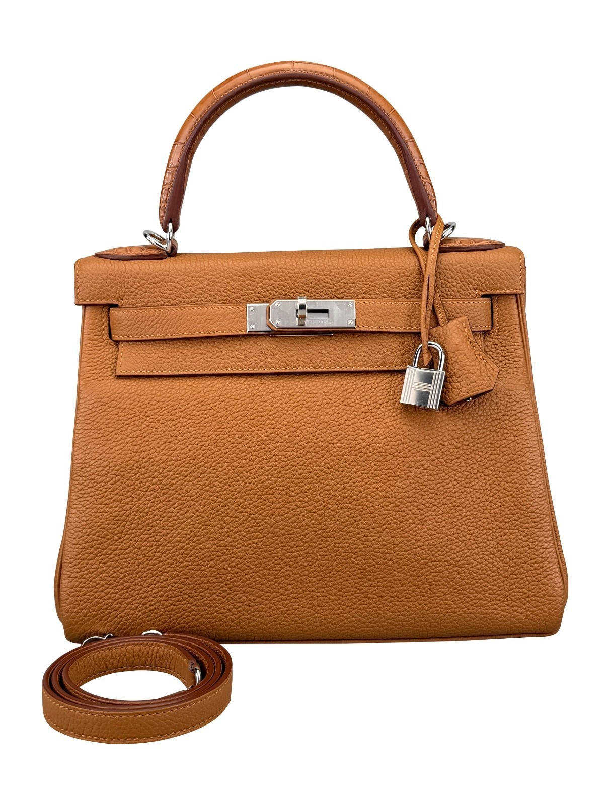 Hermes Kelly 28 Togo Touch Alligator Gold Palladium Hardware Preowned Y Stamp