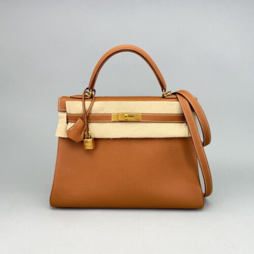 Hermes Kelly 32 Retourne Togo Gold Gold Hardware Preowned C Stamp