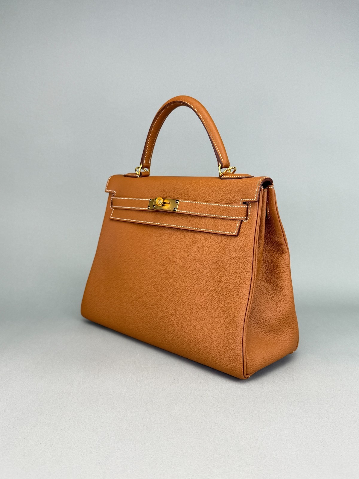 Hermes Kelly 32 Retourne Togo Gold Gold Hardware Preowned C Stamp