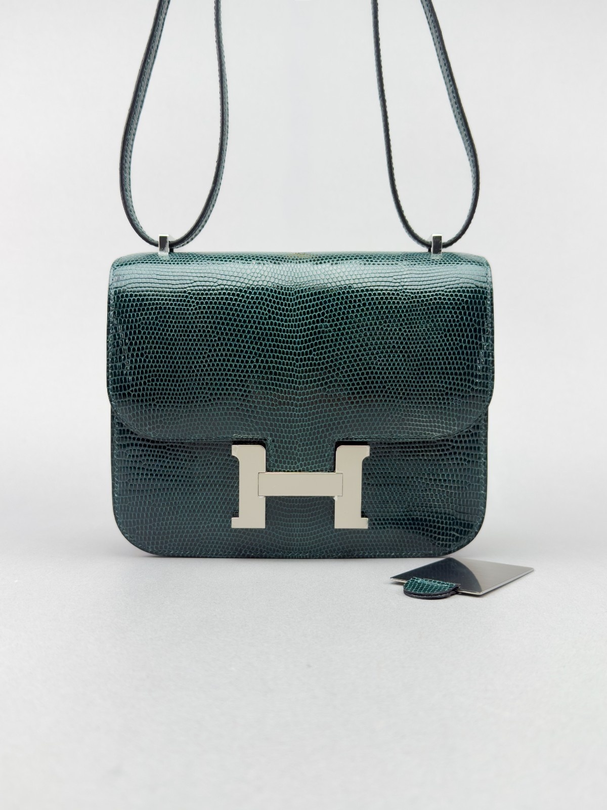 Hermes Mini Constance 18 Lizard Vert Cypres Palladium Hardware B Stamp 2023