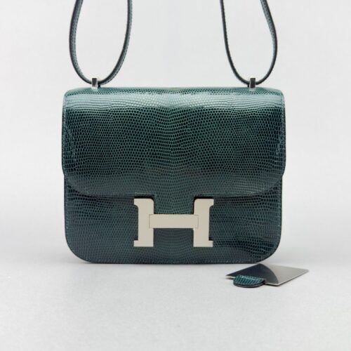 Hermes Mini Constance 18 Lizard Vert Cypres Palladium Hardware B Stamp 2023