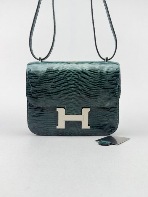 Hermes Mini Constance 18 Lizard Vert Cypres Palladium Hardware B Stamp 2023
