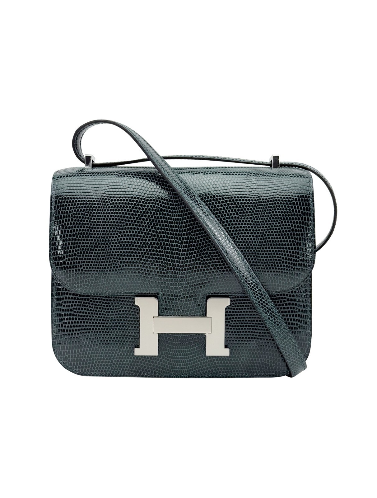 Hermes Mini Constance 18 Lizard Vert Cypres Palladium Hardware B Stamp 2023