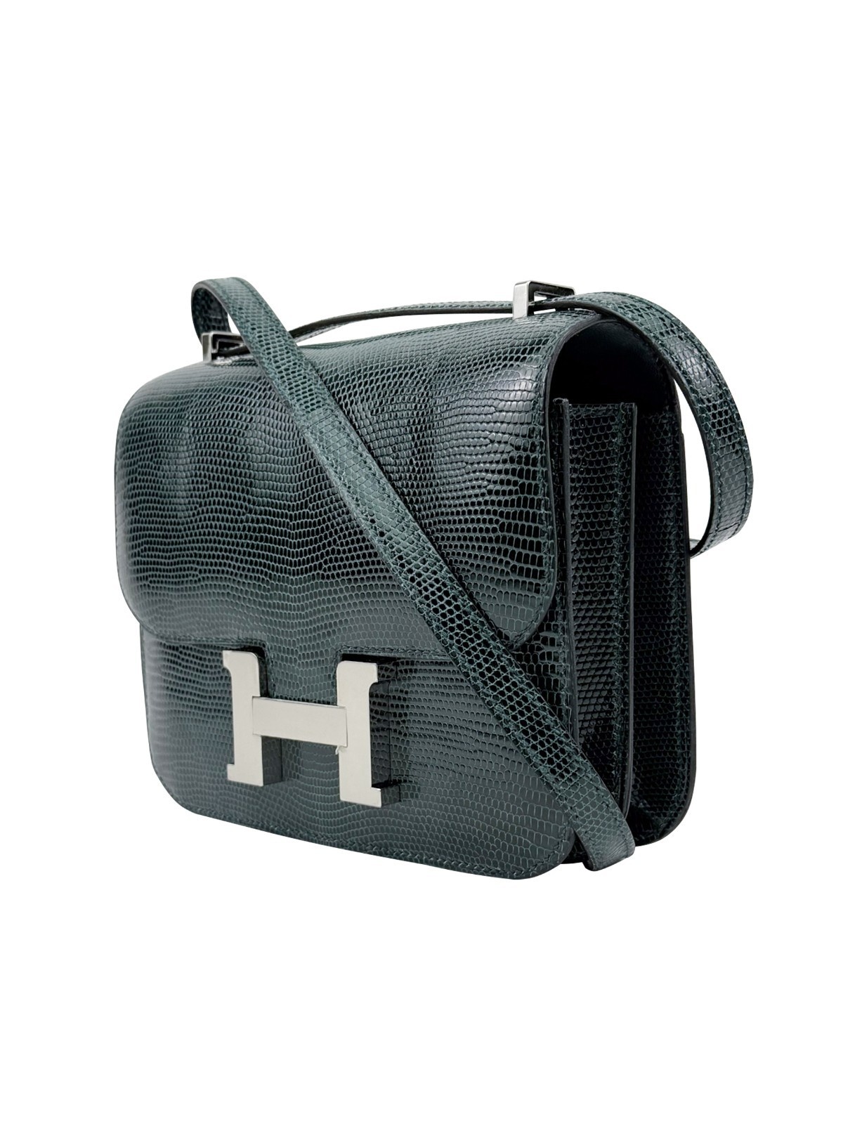 Hermes Mini Constance 18 Lizard Vert Cypres Palladium Hardware B Stamp 2023