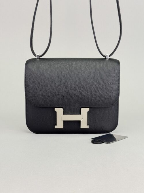 Hermes Mini Constance 18 Sellier Epsom Black/Noir Palladium Hardware K Stamp