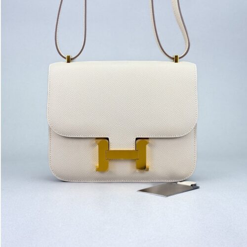 Hermes Mini Constance 18 Sellier Epsom Craie Gold Hardware W Stamp 2025