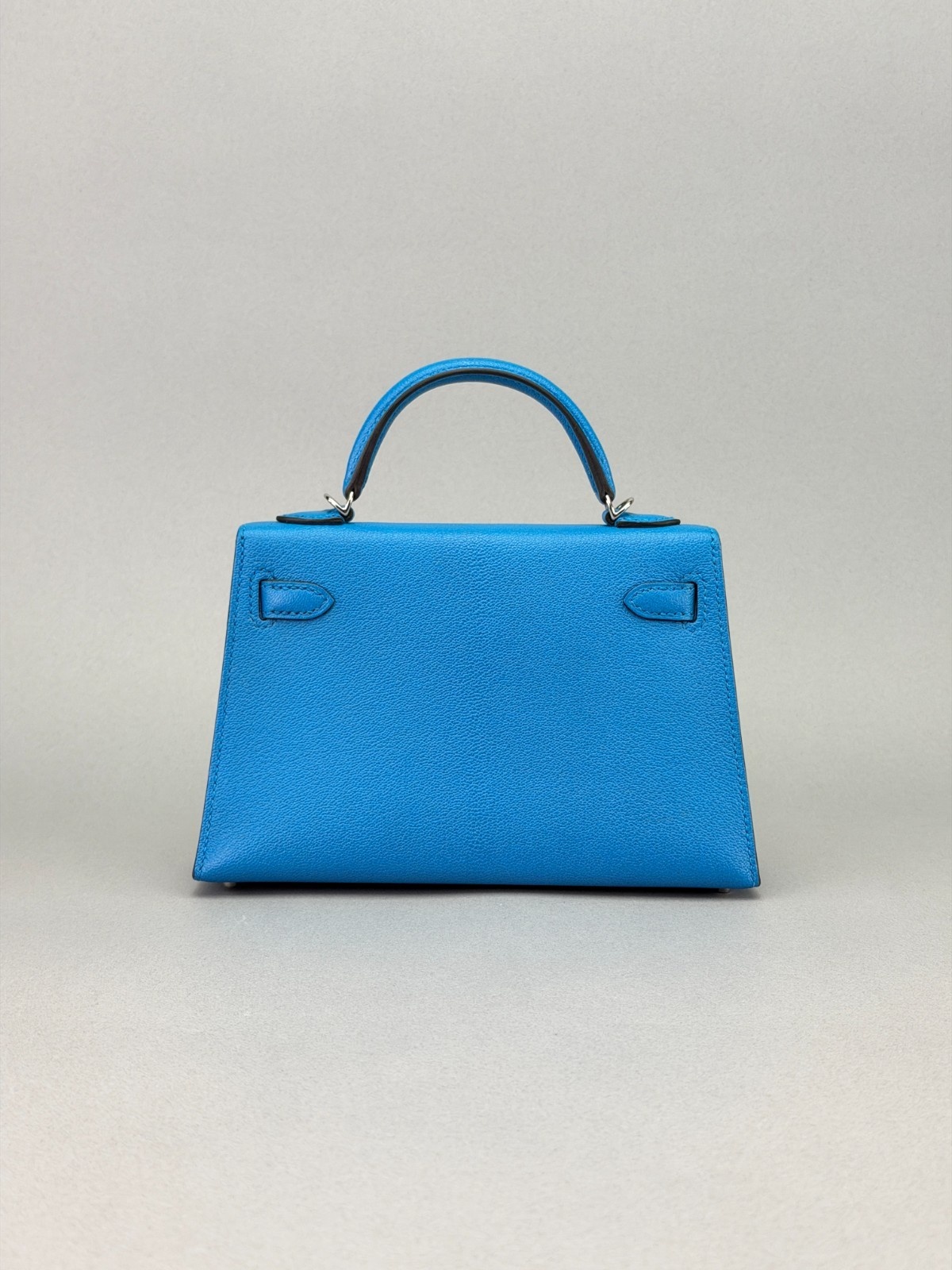 Hermes Mini Kelly 20 Chevre Blue Zanzibar Gold Hardware Preowned C Stamp