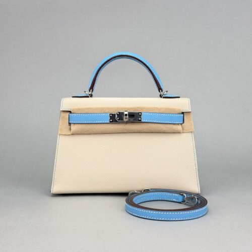 Hermes Mini Kelly 20 Epsom HSS Craie & Blue Celeste Palladium Hardware K 2025