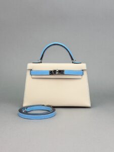 Hermes Mini Kelly 20 Epsom HSS Craie & Blue Celeste Palladium Hardware K 2025