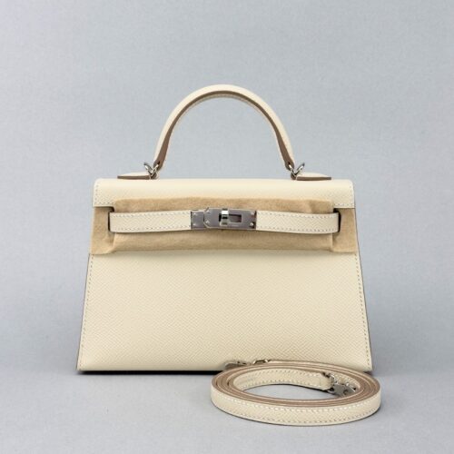 Hermes Mini Kelly 20 Epsom HSS Craie Inside Black Palladium Hardware K Stamp