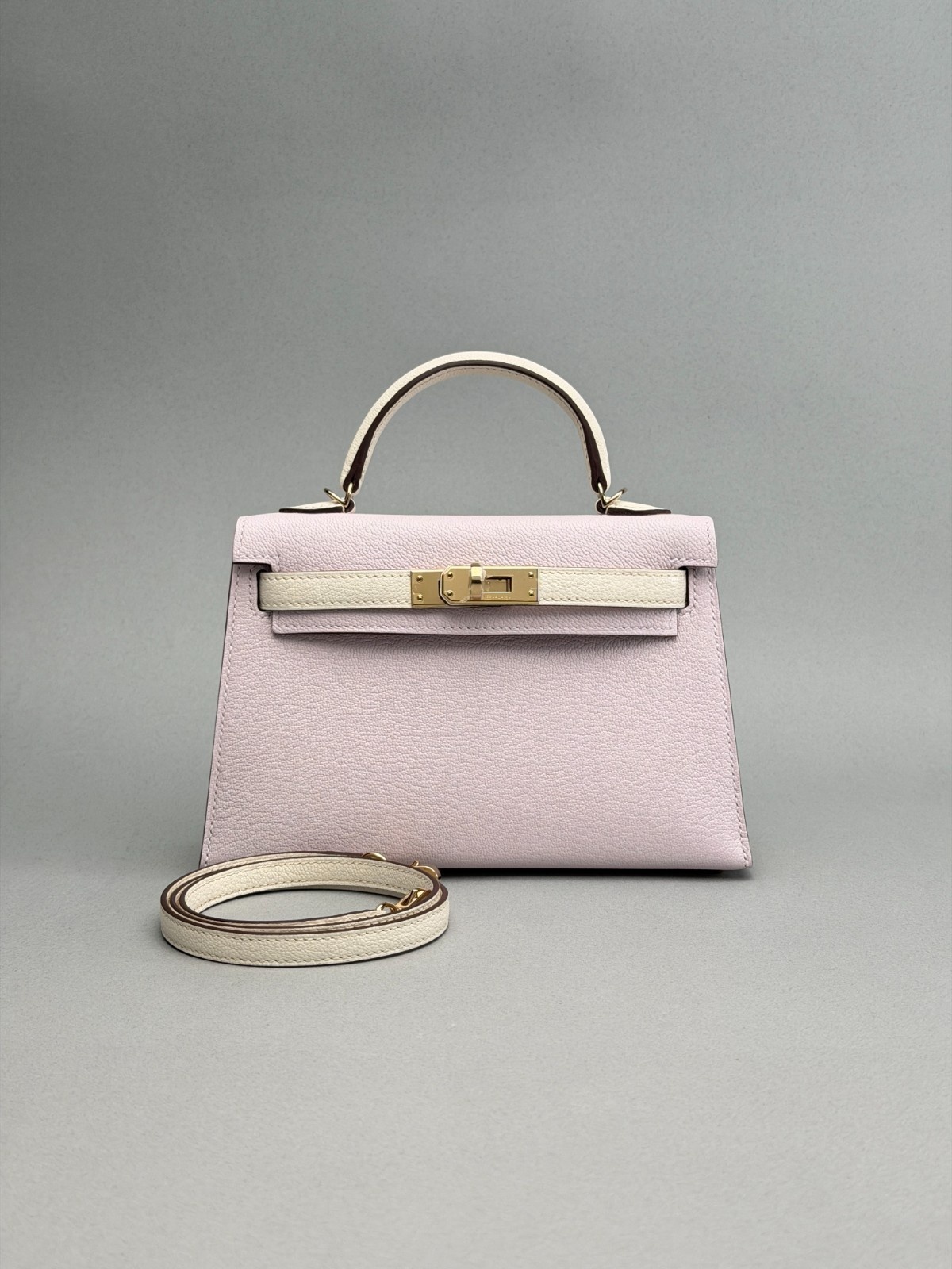 Hermes Mini Kelly II 20 HSS Chevre Mauve Pale/Nata Permabrass Hardware W 2026