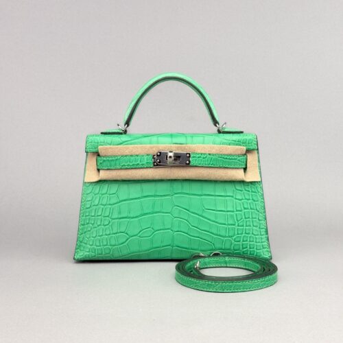 Hermes Mini Kelly II 20 Matte Alligator Vert Comics Palladium Hardware B 2023