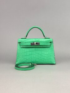 Hermes Mini Kelly II 20 Matte Alligator Vert Comics Palladium Hardware B 2023
