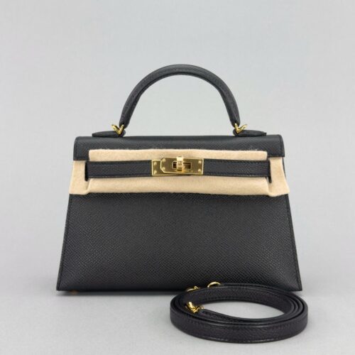 Hermes Mini Kelly 20 Sellier Epsom Black/Noir Gold Hardware K Stamp 2025