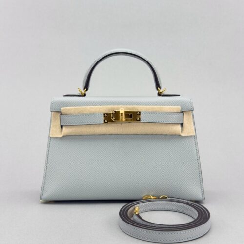 Hermes Mini Kelly 20 Sellier Epsom Blue Glacier Gold Hardware K Stamp 2025