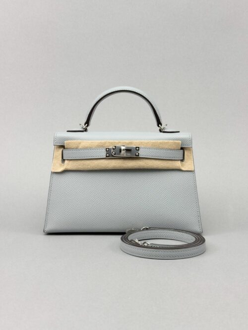 Hermes Mini Kelly 20 Sellier Epsom Blue Glacier Palladium Hardware K Stamp 2025
