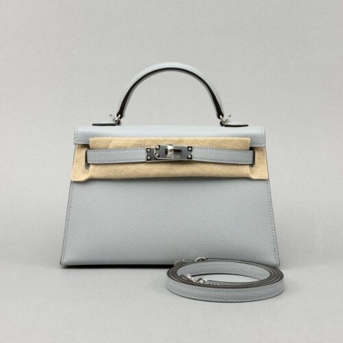 Hermes Mini Kelly 20 Sellier Epsom Blue Glacier Palladium Hardware K Stamp 2025