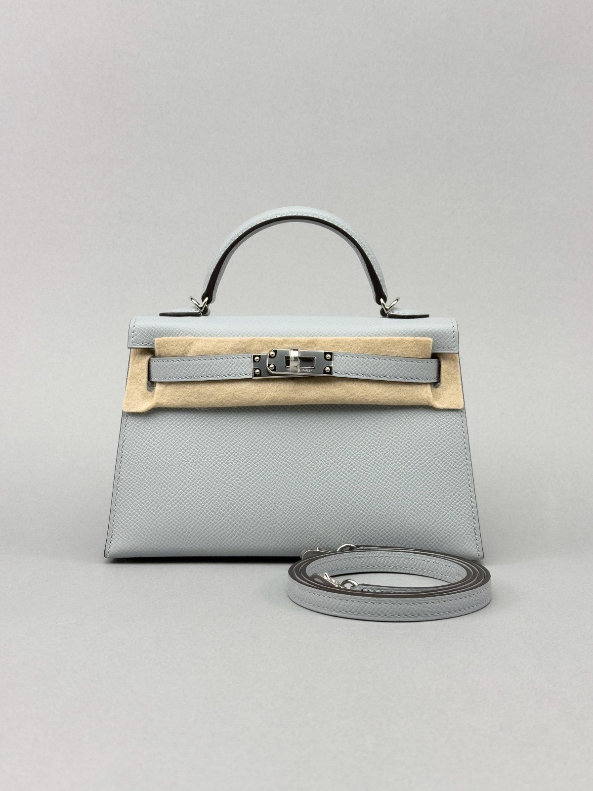 Hermes Mini Kelly 20 Sellier Epsom Blue Glacier Palladium Hardware K Stamp 2025