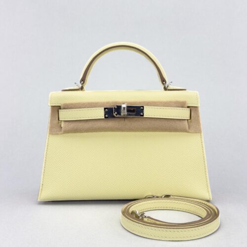 Hermes Mini Kelly 20 Sellier Epsom Jaune Milton Palladium Hardware W Stamp 2024