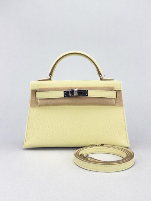 Hermes Mini Kelly 20 Sellier Epsom Jaune Milton Palladium Hardware W Stamp 2024