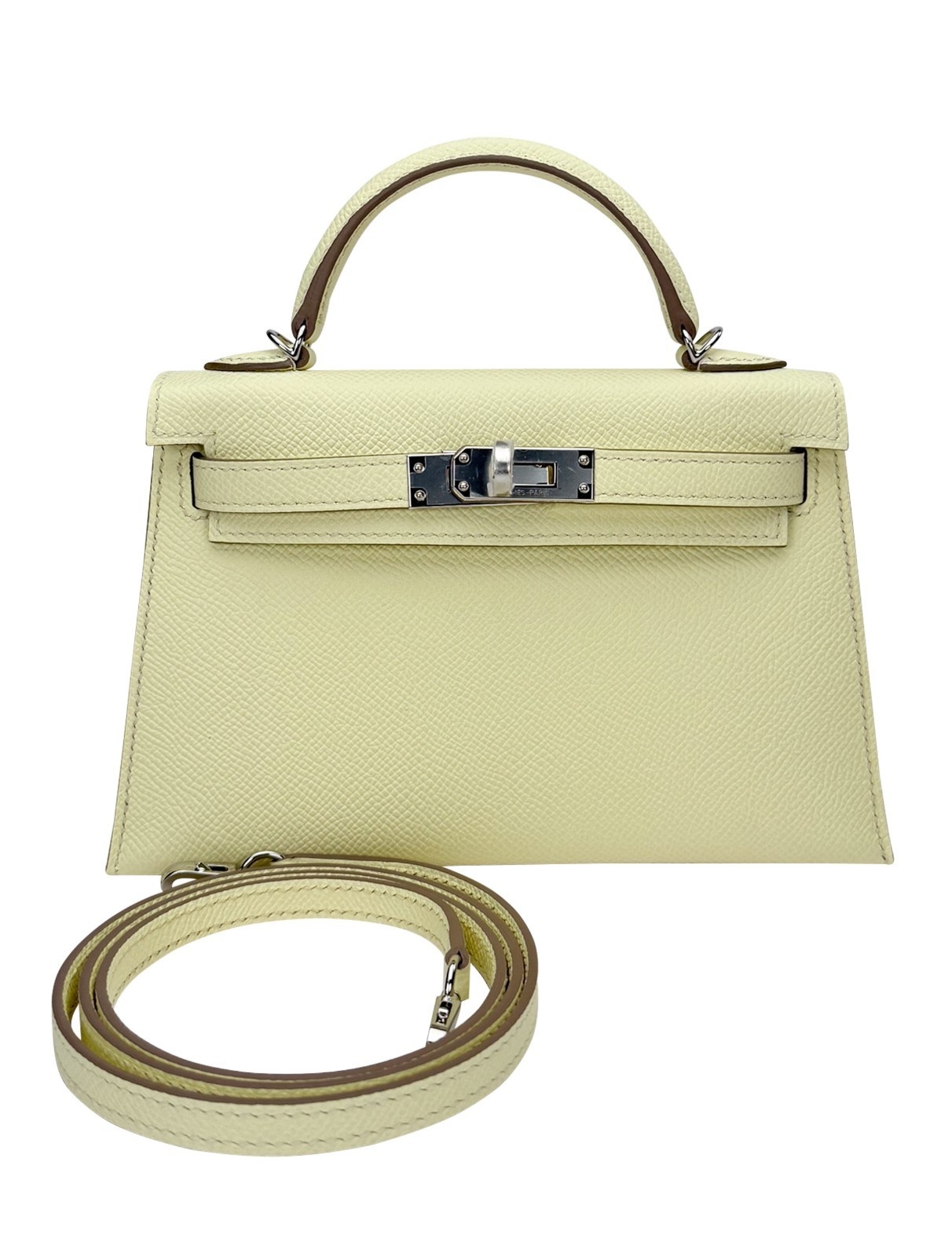 Hermes Mini Kelly 20 Sellier Epsom Jaune Milton Palladium Hardware W Stamp 2024