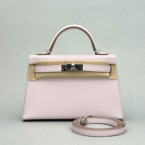 Hermes Mini Kelly 20 Sellier Epsom Mauve Pale Palladium Hardware K Stamp 2025