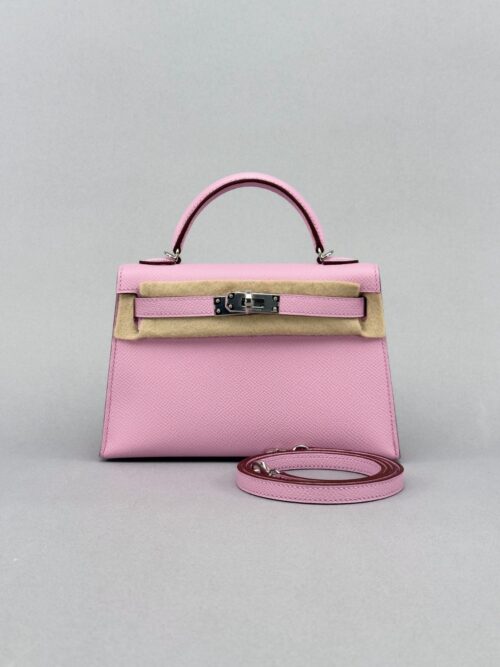 Hermes Mini Kelly 20 Sellier Epsom Mauve Sylvestre Palladium Hardware K Stamp