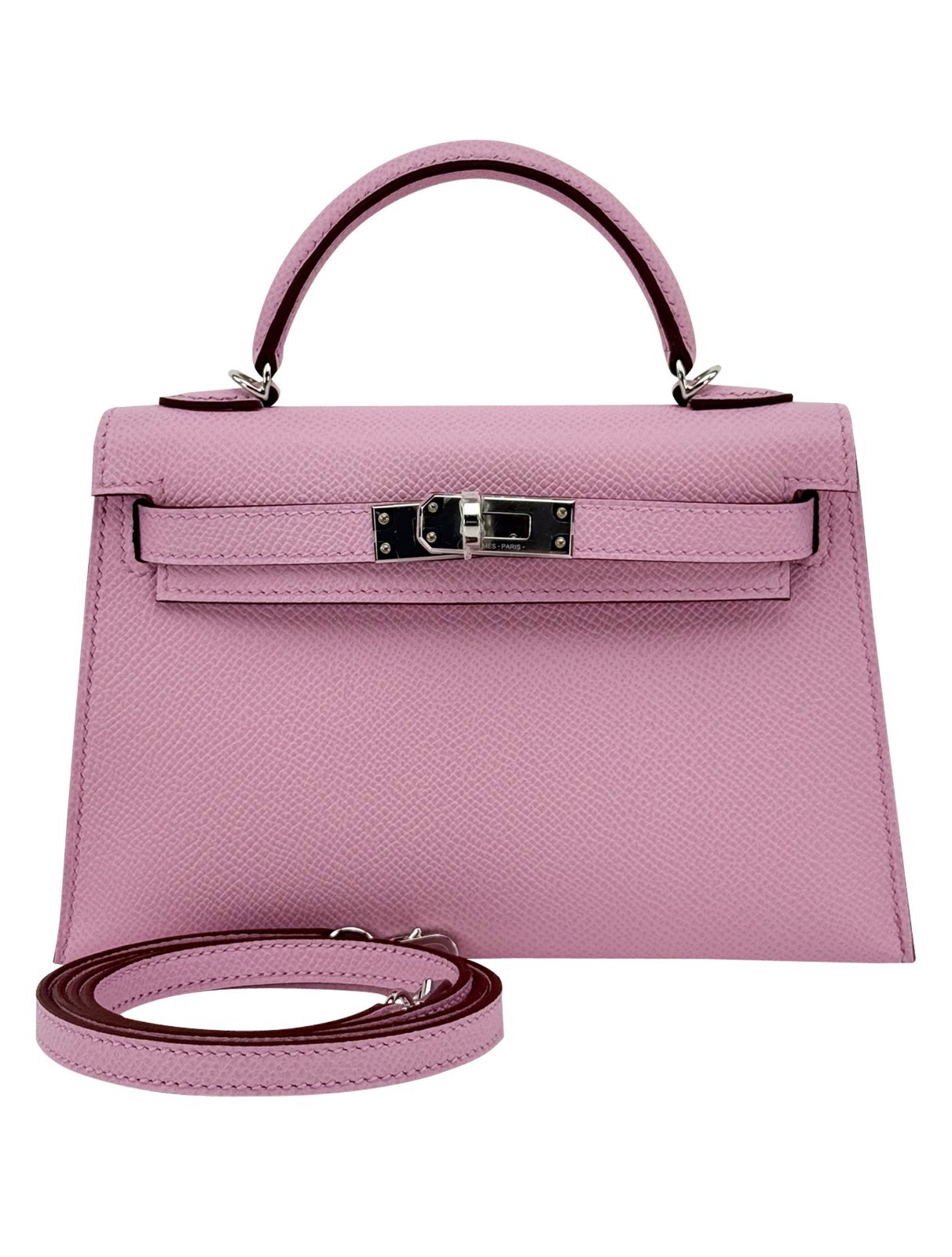 Hermes Mini Kelly 20 Sellier Epsom Mauve Sylvestre Palladium Hardware K Stamp
