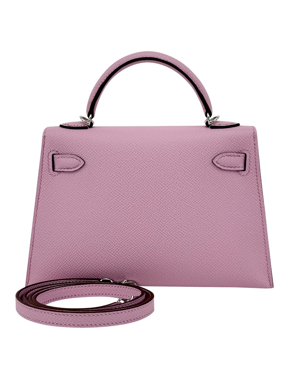Hermes Mini Kelly 20 Sellier Epsom Mauve Sylvestre Palladium Hardware K Stamp