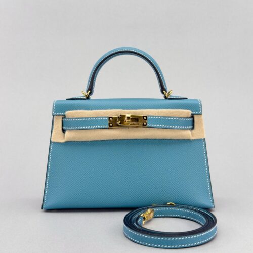 Hermes Mini Kelly 20 Sellier Epsom New Blue Jean Gold Hardware K Stamp 2025