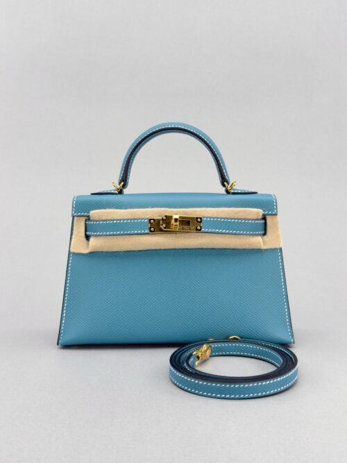 Hermes Mini Kelly 20 Sellier Epsom New Blue Jean Gold Hardware K Stamp 2025