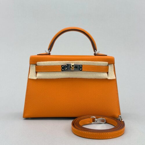 Hermes Mini Kelly 20 Sellier Epsom Orange Electrum Hardware W Stamp 2025