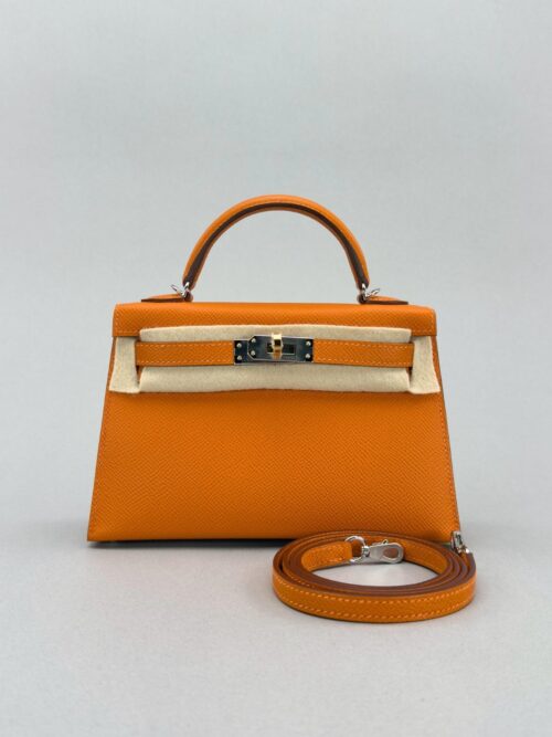 Hermes Mini Kelly 20 Sellier Epsom Orange Electrum Hardware W Stamp 2025