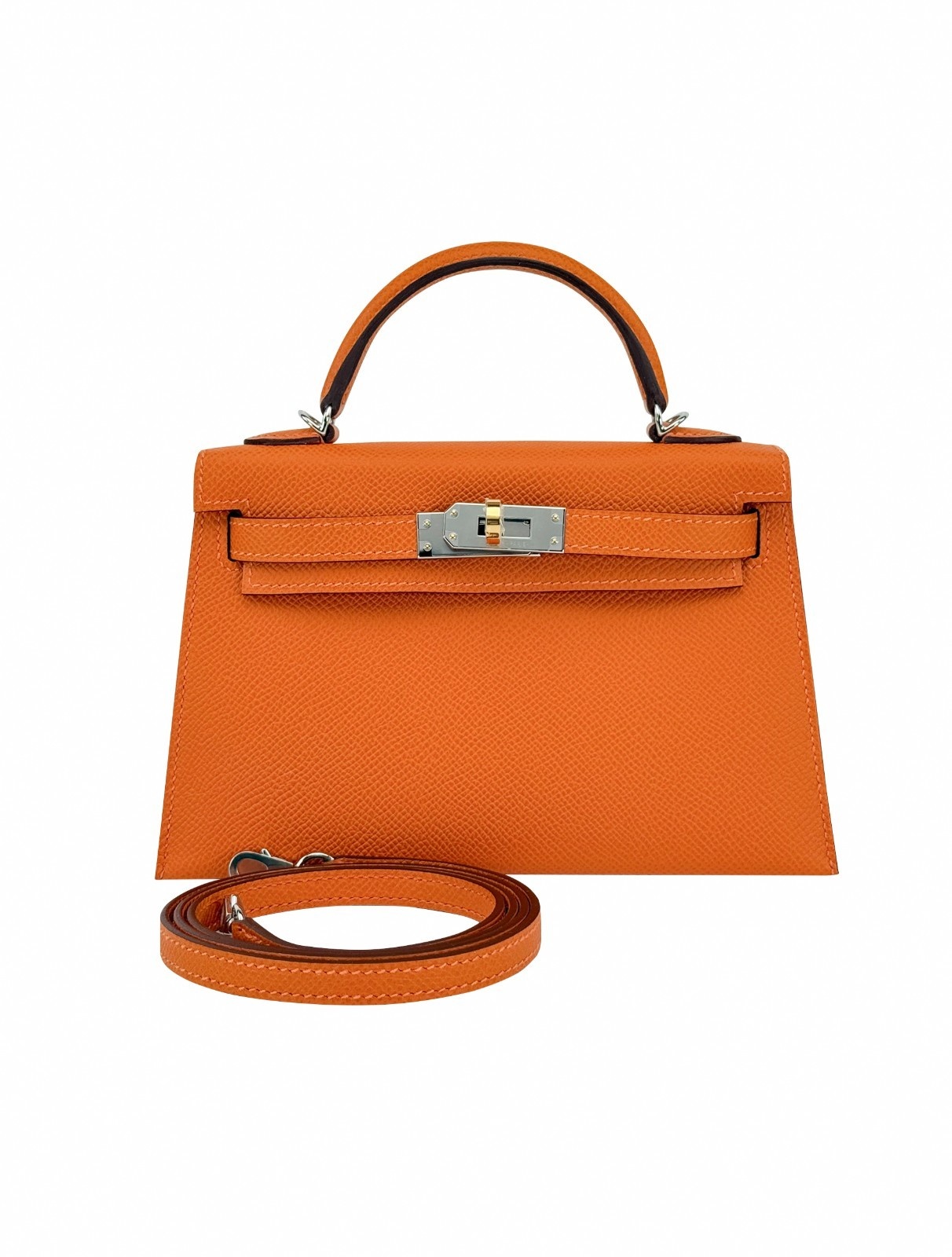 Hermes Mini Kelly 20 Sellier Epsom Orange Electrum Hardware W Stamp 2025