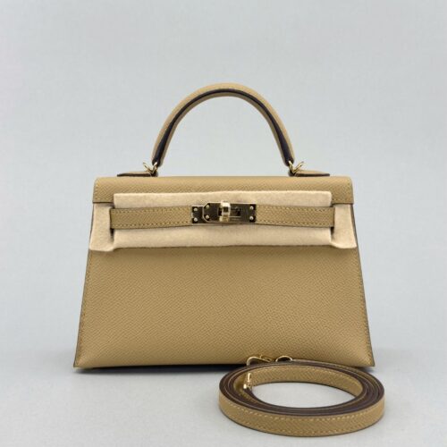 Hermes Mini Kelly 20 Sellier Epsom Poussiere Permabrass Hardware W Stamp 2025