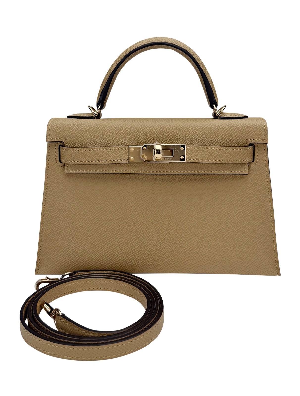 Hermes Mini Kelly 20 Sellier Epsom Poussiere Permabrass Hardware W Stamp 2025