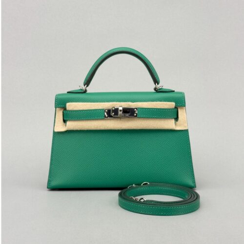 Hermes Mini Kelly 20 Sellier Epsom Vert Moyen Palladium Hardware W Stamp 2025