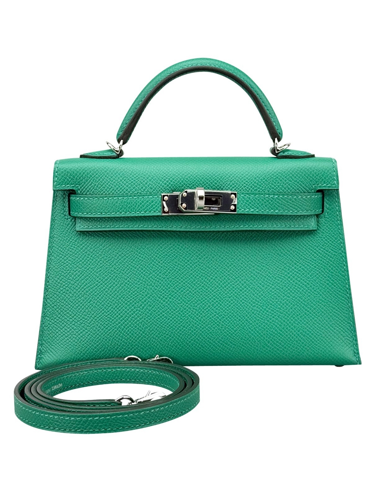 Hermes Mini Kelly 20 Sellier Epsom Vert Moyen Palladium Hardware W Stamp 2025