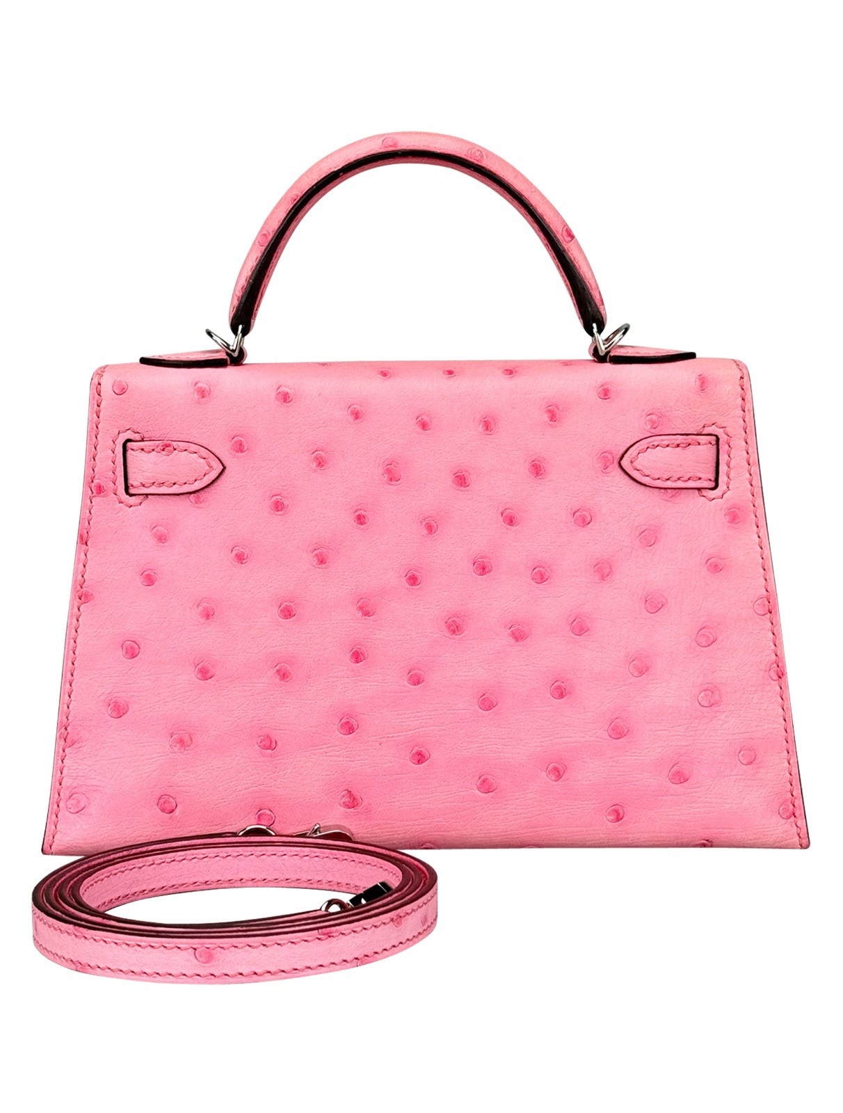 Hermes Mini Kelly 20 Sellier Ostrich Bubblegum Palladium Hardware Y Stamp 2020