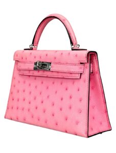 Hermes Mini Kelly 20 Sellier Ostrich Bubblegum Palladium Hardware Y Stamp 2020