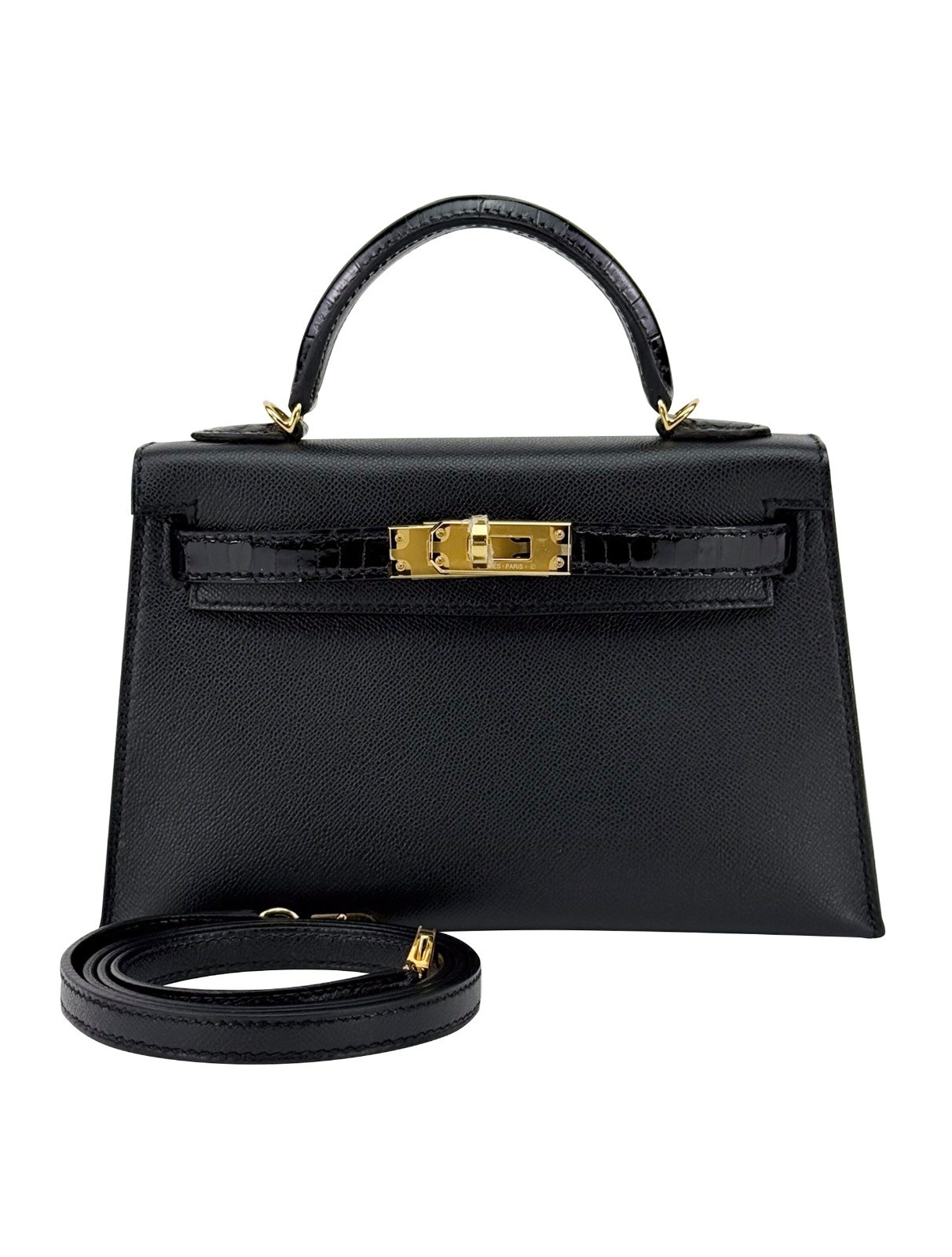 Hermes Mini Kelly 20 Touch Shiny Alligator Black/Noir Gold Hardware W Stamp 2025