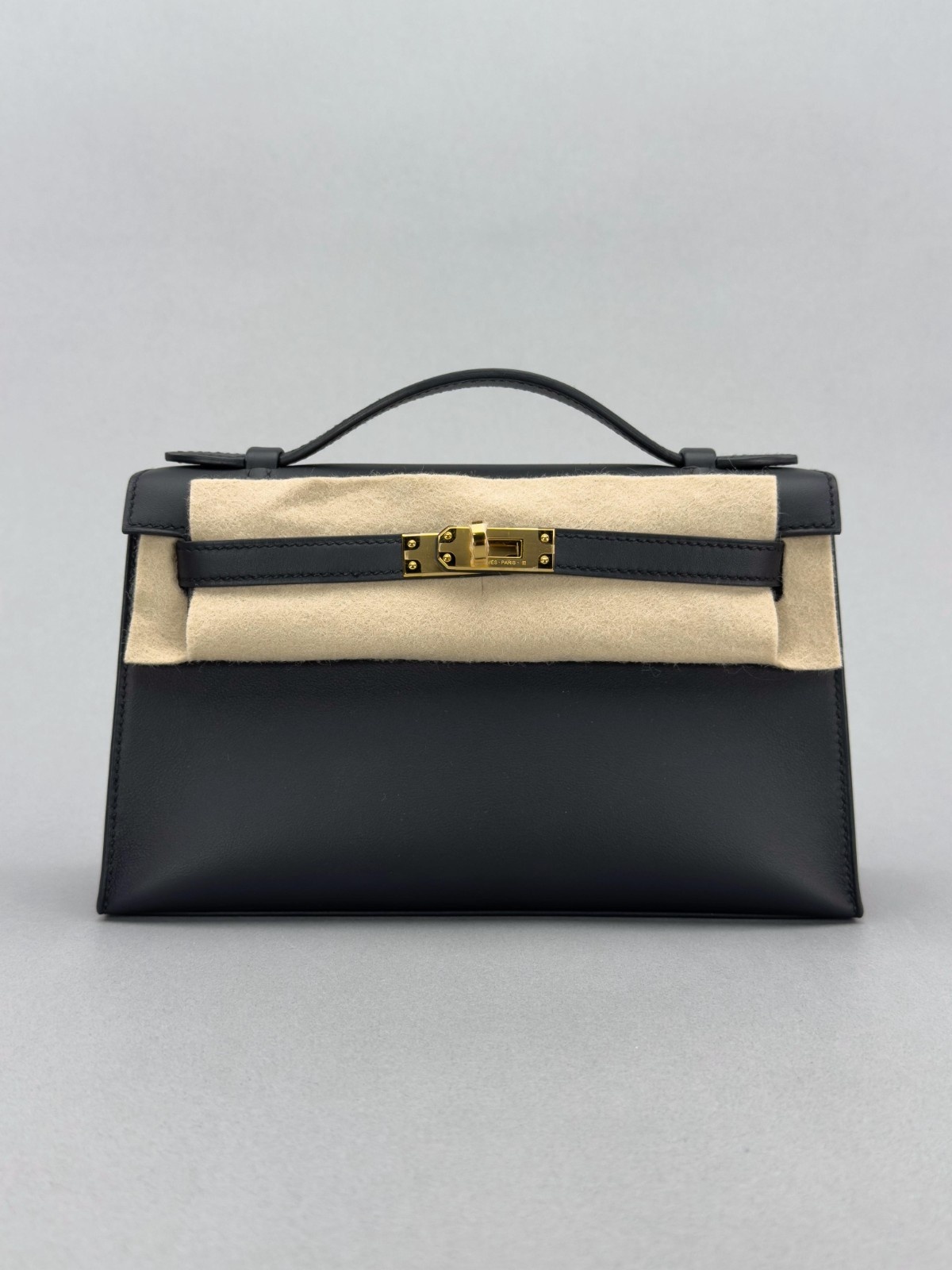Hermes Mini Kelly Pochette Sellier Swift Black/Noir Gold Hardware K Stamp 2025