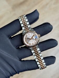 Rolex Datejust 26 Rose Sundust Roman Fluted Jubilee Preowned 2014 179171