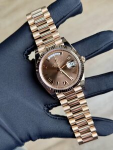 Rolex Day-date 40 Chocolate Roman Fluted President Preowned 2024 228235