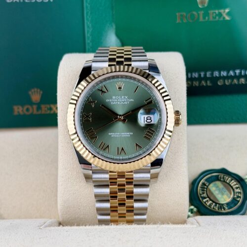 Rolex Datejust 41 Olive Green Roman Fluted Jubilee 2026 Unworn 126333