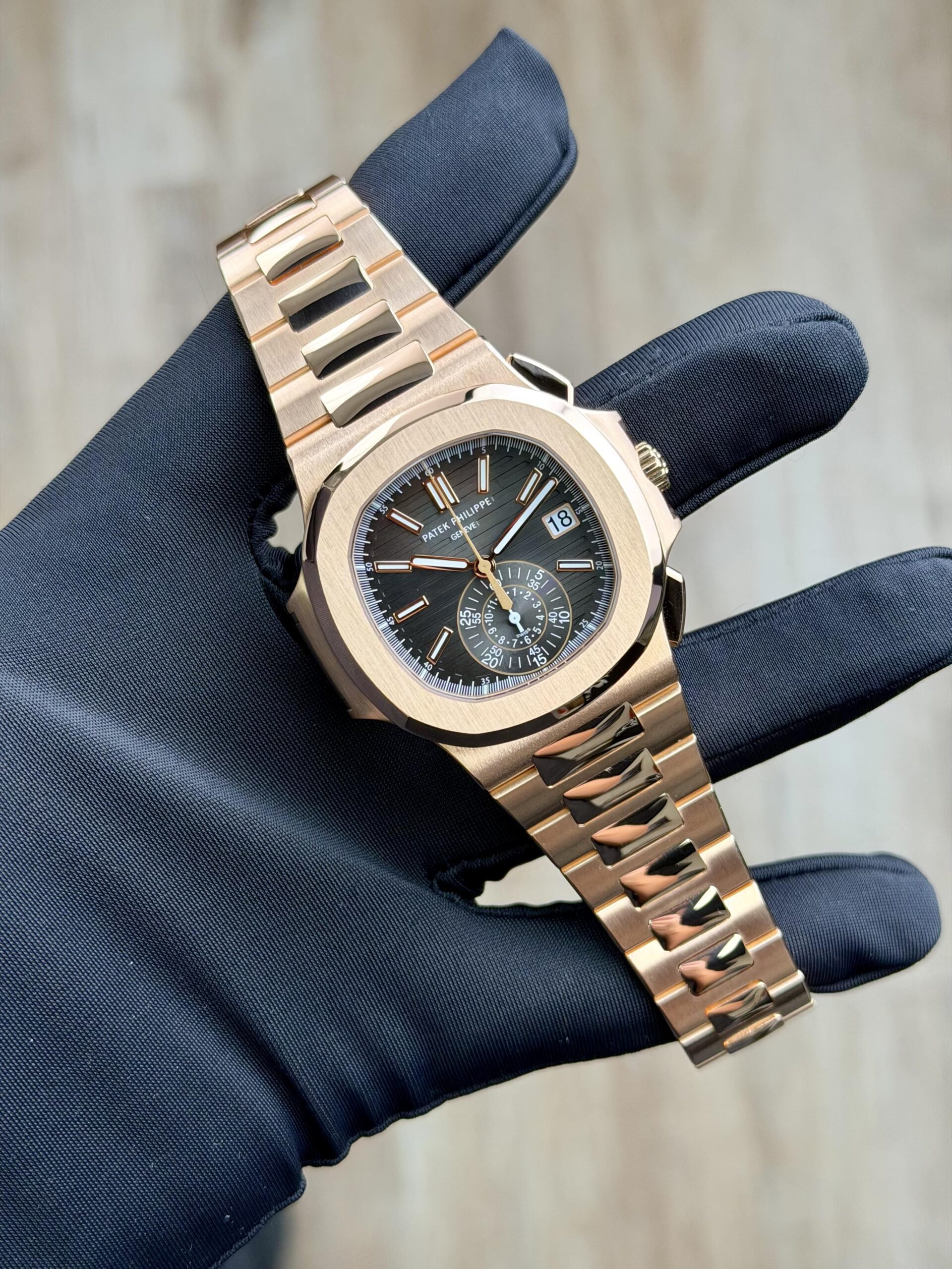 Patek Philippe Nautilus 40.5 Chronograph Black Index Bracelet 5980/1R-001