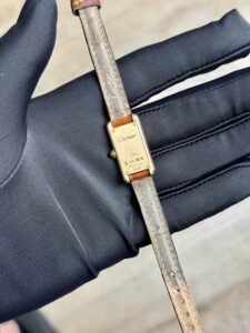 Cartier Tank W1529956 Gold Quartz Watch with Brown Alligator Strap