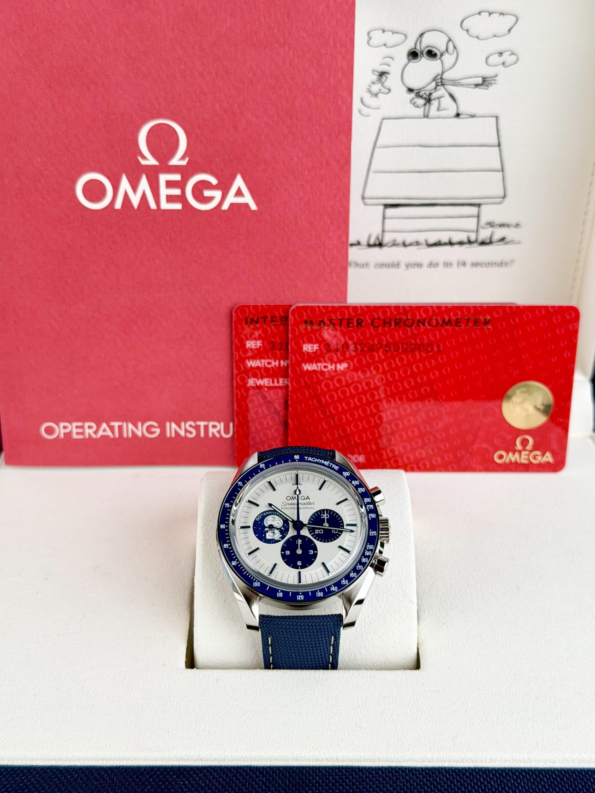 Omega Speedmaster Silver Snoopy Award Blue Strap 31032425002001 Unworn