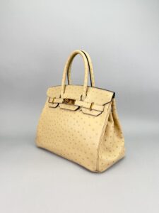 Hermes Birkin 30 Retourne Ostrich Parchemin Gold Preowned A Stamp