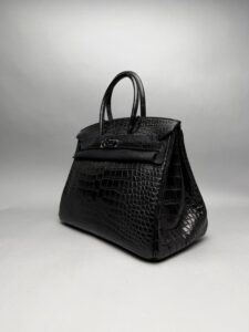 Hermes Birkin 35 Matte Alligator SO Black PVD Limited Preowned O Stamp